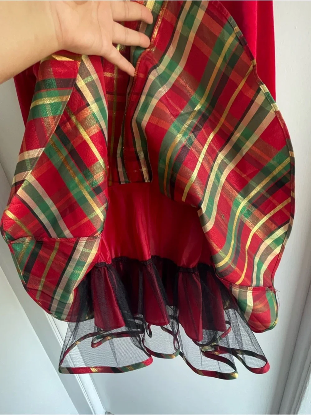 Bonnie Jean Girl’s Red and Gold Holiday Plaid Dress Size 10 NWT
